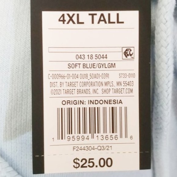 NWT Adult Colorblock Regular Fit Hooded Sweatshirt - Soft Sky [120/126/150] - Picture 6 of 7